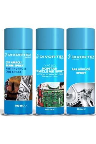 Divortex 3 Farklı Bakım Temizlik Sprey Seti 400 ML x 3 Adet