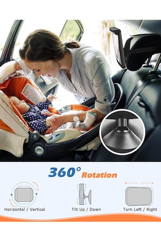 Zacro Bebek Araba Aynası, 3 Parlaklık Seviyeli, Uzaktan Kumandalı, 360 Dönebilir Arabada Bebek Var Sticker