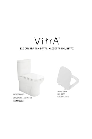 S20 Duvara Tam Dayalı Klozet 5512l003-0092, VitrA S20 Soft Klozet Kapağı 147-003-909