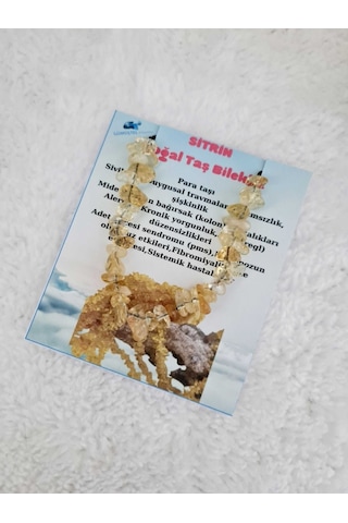 Gümüştel El Sanatları Sertifikalı Doğal Kırık Taş Sitrin Taşı Bileklik Asansörlü Kilit Sistemi Sarı