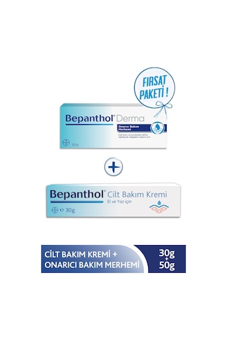 Bepanthol Derma Onarıcı Bakım Kremi 50 G + Cilt Bakım Kremi 30 G