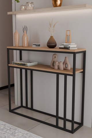 2 Raflı Metal Dresuar Raflı Lüx Dresuar Kitaplık Salon Düzenleyici 2 Raflı 100 Cm Çam