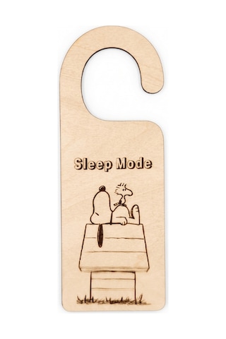 Uyku Modu Snoopy Kapı Askısı Tabelası Kahverengi