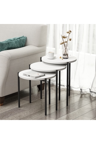 Sunny 3 Lü Zigon Sehpa Beyaz