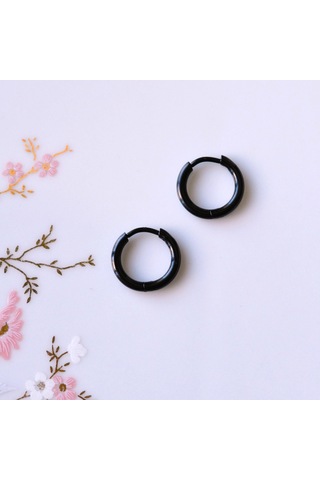 10 Mm Cerrahi Çelik Siyah Halka Küpe Siyah