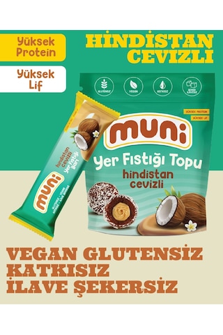 Muni Hindistan Cevizli Yer Fıstığı Topu 6 x 80 G + Yer Fıstığı Barı 12 x 40 G