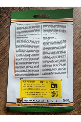 Paşa Tohumculuk Biber Tohumu Seyrek Kıl Tatlı 5 Gr
