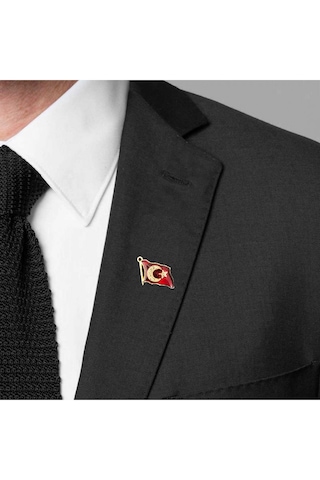 Türk Bayraklı Yaka Rozeti Şık Kutulu