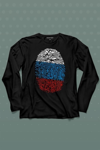 Fransa Bayrağı Damgası Parmak İzi Uzun Kollu Tişört Baskılı T-shirt 001