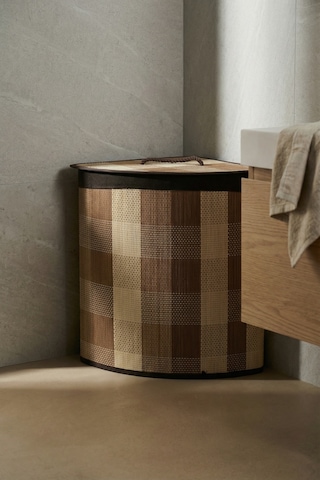 Nordic Köşeli Bambu Sepet - 50 Cm Açık Kahverengi