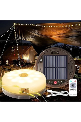 10 Metre Rgb Kamp Lambası - Solar Panelli Powerbank Özellikli Su Geçirmez Uzaktan Kumandalı