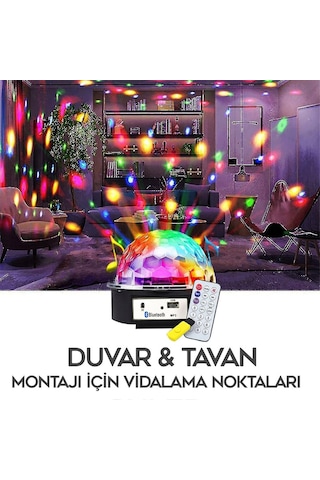 Ayt Ledx Gm-0803b Sihirli Led Dönen Disko Topu Hoparlör Kablosuz Usb Mp3 Bluetooth Kumandalı 360 Derece Gece Lambası