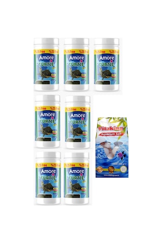 Amore Turtle Green Sticks 7 x 125 ML Su Kaplumbağası Yemi + Kaya Tuzu 250 G