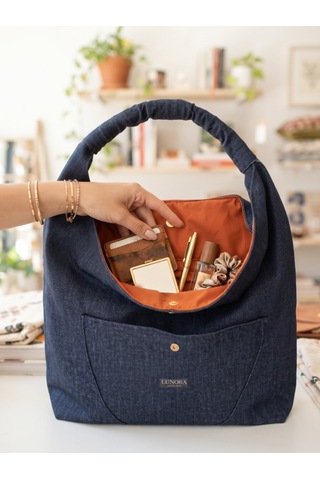 Lunora Collection Kadın Kot Körüklü Gabardin Çanta Açık Lacivert