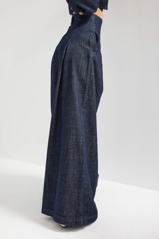 it's basic Kadın İndigo Renk 7w5-50 Süper Palazzo Fit Yüksek Bel Özel Tasarım Denim Jean