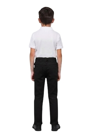 Erdem Kıds Unisex Erkek Kız Çocuk Beli Lastikli Boru Paça Kanvas Keten Siyah Okul Pantolonu Siyah Siyah