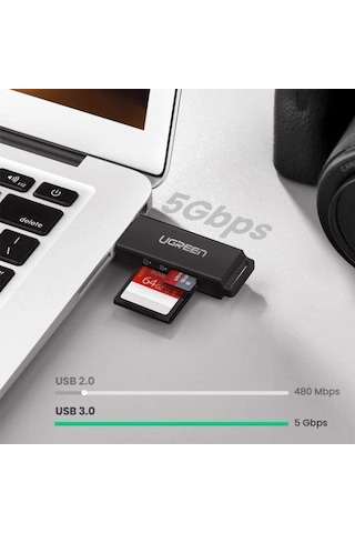 Ugreen Usb 3.0 Sd Ve Micro Sd Kart Okuyucu Siyah