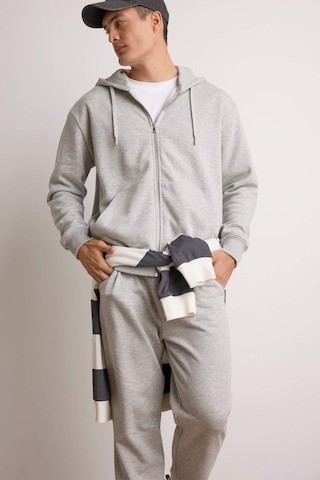 Defacto - Relax Fit Kapüşonlu İçi Yumuşak Tüylü Basic Düz Cepli Kalın Fermuarlı Sweatshirt D7599AX25SP Gri