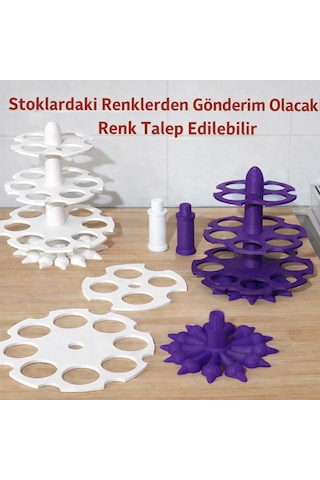 - 3 Katlı Dikey Yumurta Standı 18 Li Yumurta Tutucu Organizer Pembe