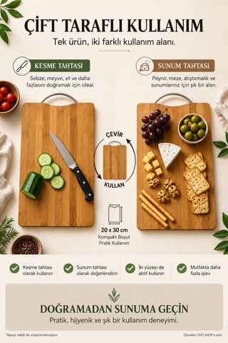 Bambu Askılı Kesme Tahtası Kahverengi