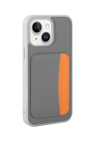 Ecruz iPhone Uyumlu 13 Kılıf Kartlıklı Zore X-kart Silikon Kapak - Kahverengi