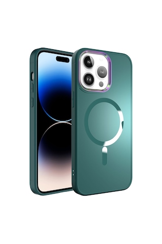 Zore Apple Uyumlu iPhone 14 Pro Max Magsafe Wireless Şarj Özellikli Stil Kılıf-koyu Yeş Koyu Yeşil