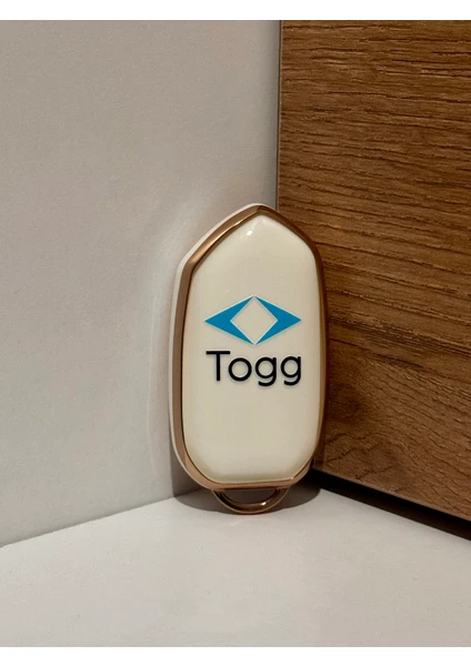 Amblemli Togg T10x-t10f Uyumlu Anahtar Kılıfı Beyaz-altın