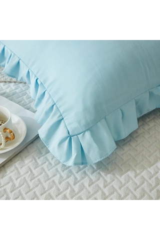 Maki Home Yüzde Yüz Pamuklu Açık Mavi Fırfırlı İki Adet 50x70 Yas