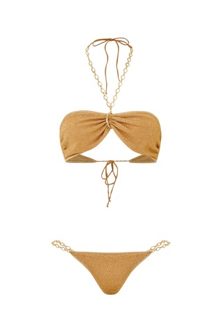 Oseree Zincir Detaylı Bandeau Bikini Altın