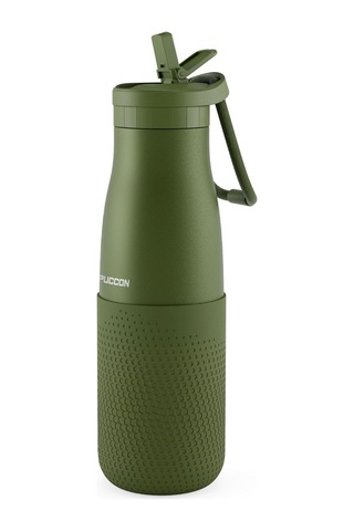 Haki 500 Ml Çelik Okul Matarası - Silikon Gövdeli Nokta Çelik Termos - 50027 Diğer