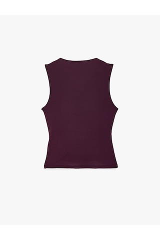 Koton Slim Fit Kolsuz Drapeli Degaje Yaka Atlet Mürdüm 7wak10101ek Mor