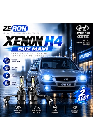 Hyundai Getz Xenon H4 Buz Mavi Led Far Ampulü 12v - 2 Adet Yüksek Aydınlatma Kolay Montaj