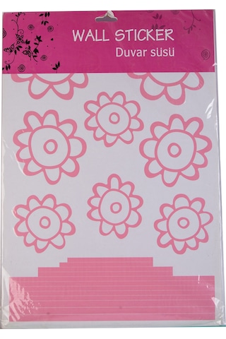 Sıa Duvar Süsü Sticker Pembe Papatyalı Şeffaf Filmli Pvc