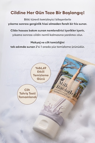 Bitkisel Özlü Nazik Temizlik Sunan Yoğun Yapılı Temizleme Köpüğü Mılk Baobab Whipping Cleansing Foam