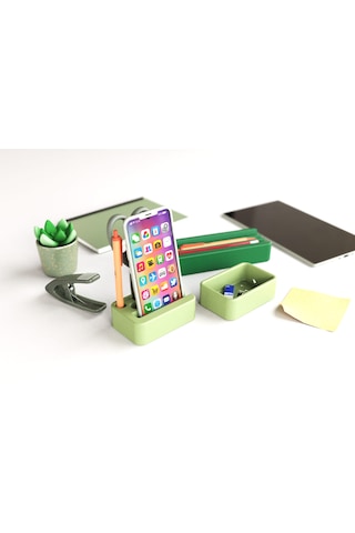 Idy Arc - Desk Organizer Mıknatıslı Çok Bölmeli Masaüstü Düzenleyici Ve Telefon Standı Yeşil