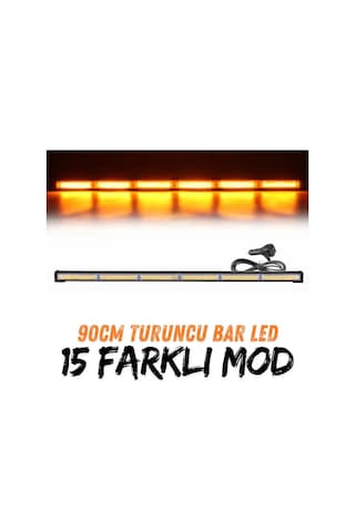 Turuncu Tepe Çakar Bar Led 90cm 12-24v Off Road Çekici Traktör İkaz Lambası Çakar 17 Modlu