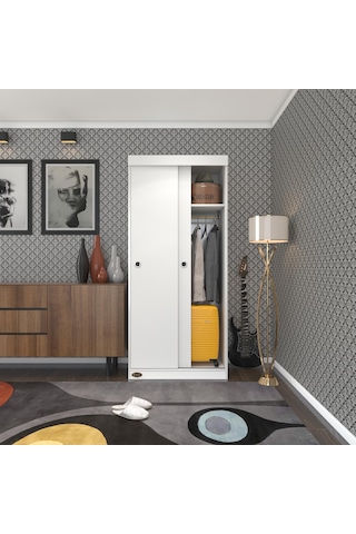 Kenzlife Gardırop Sürgülü Kapaklı Kapılı Karanfil080 Byz Gardolap Dolap