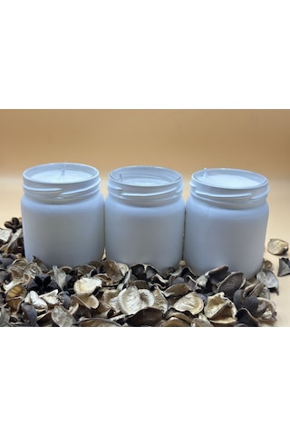 Bodrum Mandalina Kokulu Soya Mum 210 Cc 3 Adet - Renkli Kavanozda Mum 3 Adet Siyah,kırmızı,beyaz Beyaz