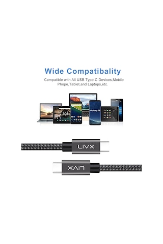 Livx Solid Type-c To Type-c 100 W 5 A 25 CM Hızlı Şarj Kablosu