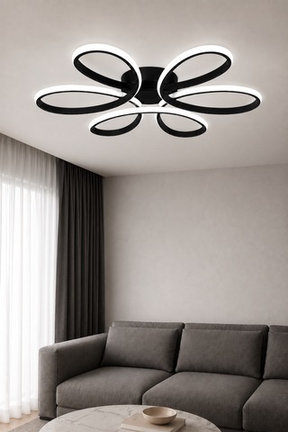 Niva Led Plafonyer Avize Beyaz Işık Siyah