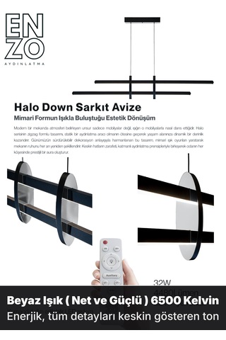 Halo Silver Lineer Led Sarkıt Avize Kumandalı Dim Edilebilir - Aşağı Işık Sarı Işık