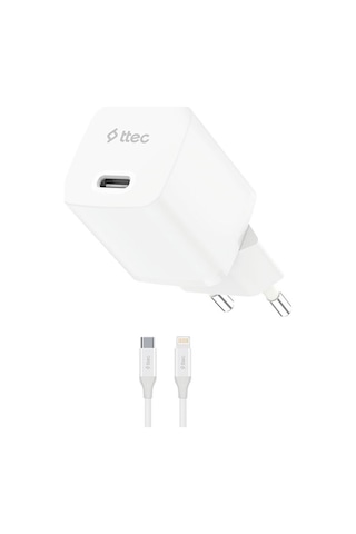 Ttec 2SCG30LB Smartcharger Gan 30W PD Seyahat Hızlı Şarj Aleti + USB-C - Lightning 150 CM Kablo