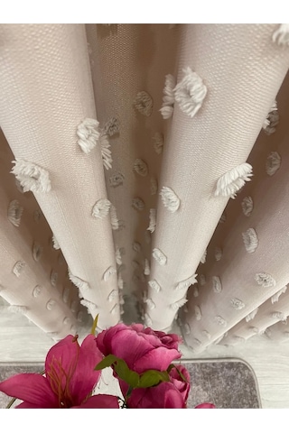 Brillant Carla Puffy Püsküllü Perde İstenilen Tüm Ölçülerde Bej Bej