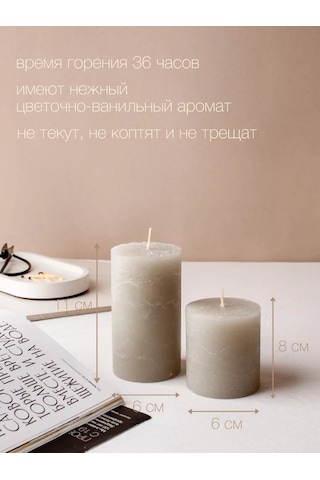 Svetıt' Mum Seti Hediyelik Dekoratif Kolonlu Mumlar Ev İçin 2'li 161888706 Gri