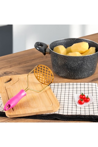 Porsima Paslanmaz Metal Patates Ezici Patates Ezeceği 24cm Fuşya