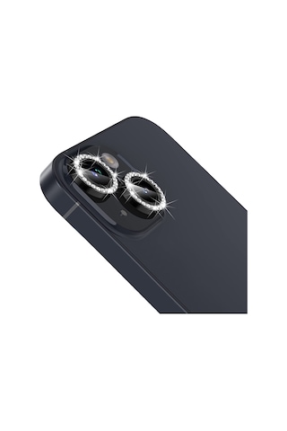 Buff Apple Uyumlu iPhone 14 / 14 Plus Diamond Kamera Lens Koruyucu Gri