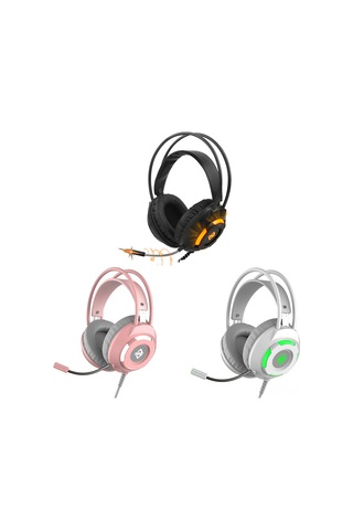 Geeksen Ajazz Ax120 Kulaküstü Oyun Kulaklığı, Işıklandırmalı, Mikrofonlu, 3.5mm+usb, Müzik Ve电竞 İçin, Pembe