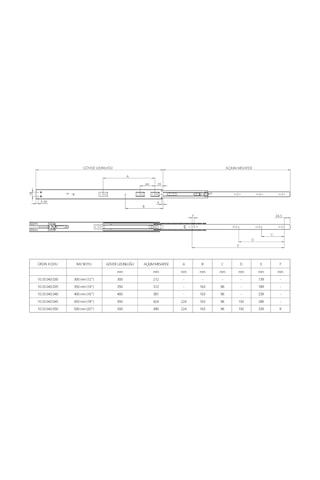 Teleskopik Bilyalı Ray Geniş 43 Mm Frenli 43 Mm X 30 Cm Çekmece Rayları Gri