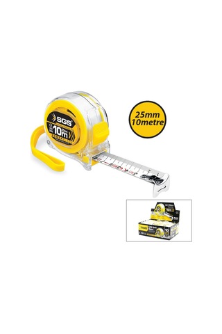 Sgs Tools Sgs-2063 Şeffaf Stoplu Şerit Metre - 10 M X 25 Mm- 12'li Paket Diğer