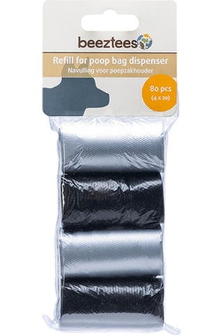 Beeztees Köpek Dışkı Toplama Poşeti, Siyah Gri, 4x20adet